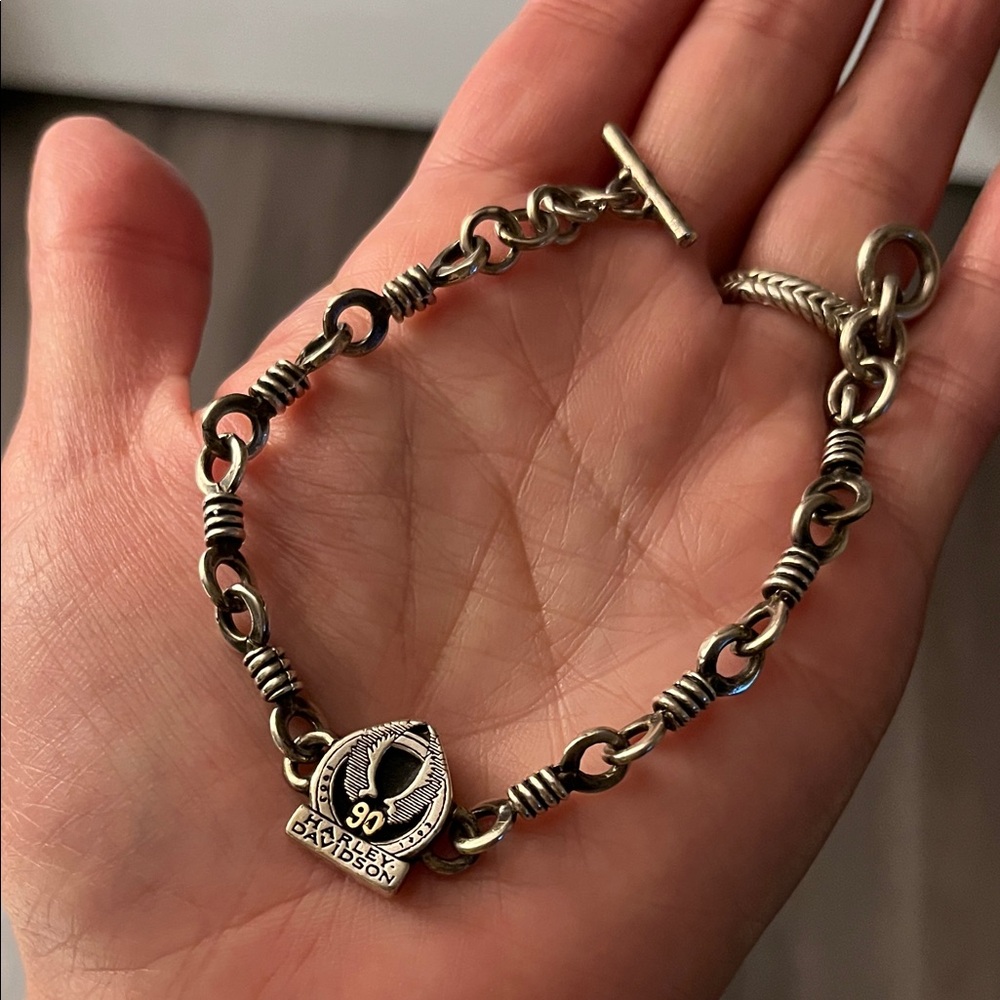 Harley-Davidson Sterling & 18K Bracelet with 90-year anniversary emblem